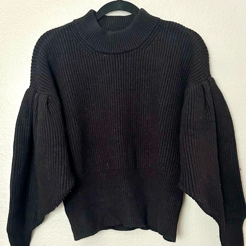 Black Mock Neck Chunky Sweater
